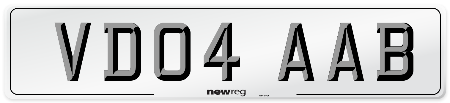 VD04 AAB Number Plate from New Reg